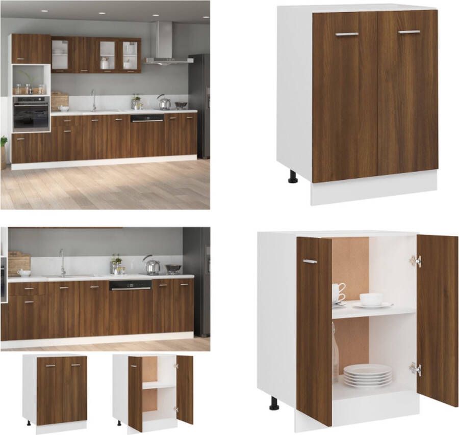 VidaXL Onderkast Lyon 60x46x81 5 cm bewerkt hout bruin eikenkleur Onderkast Onderkasten Keukenkast Keukenkastje