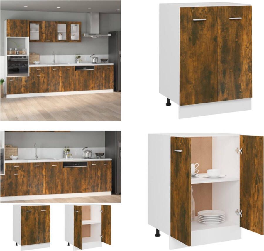 VidaXL Onderkast Lyon 60x46x81 5 cm bewerkt hout gerookt eikenkleurig Onderkast Onderkasten Keukenkast Keukenkastje