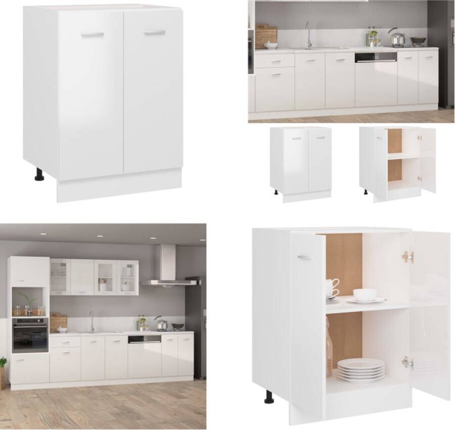 VidaXL Onderkast 60x46x81-5 cm bewerkt hout hoogglans wit Onderkast Onderkasten Keukenkast Keukenkasten