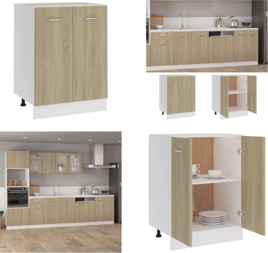 VidaXL Onderkast 60x46x81-5 cm bewerkt hout sonoma eikenkleurig Onderkast Onderkasten Keukenkast Keukenkasten