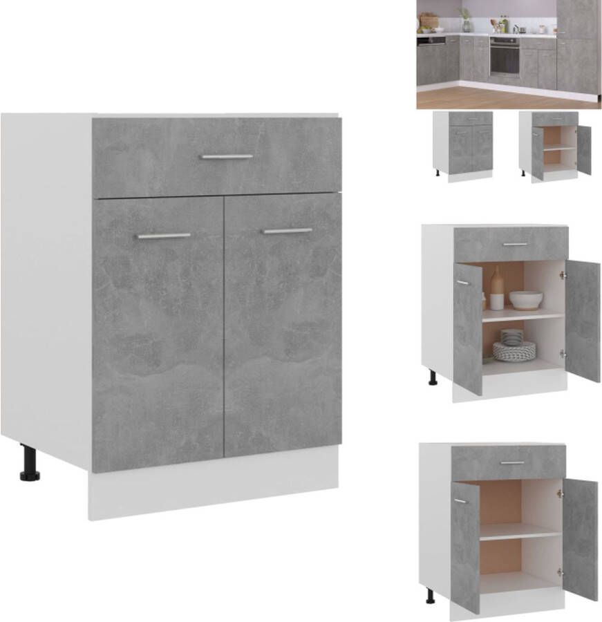 vidaXL Onderkast Betongrijs 60 x 46 x 81.5 cm Duurzaam en functioneel Keukenkast