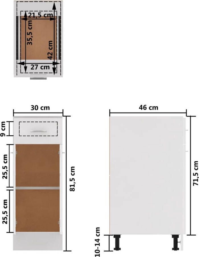 VidaXL -Onderkast-met-lade-30x46x81 5-cm-bewerkt-hout-wit - Foto 4