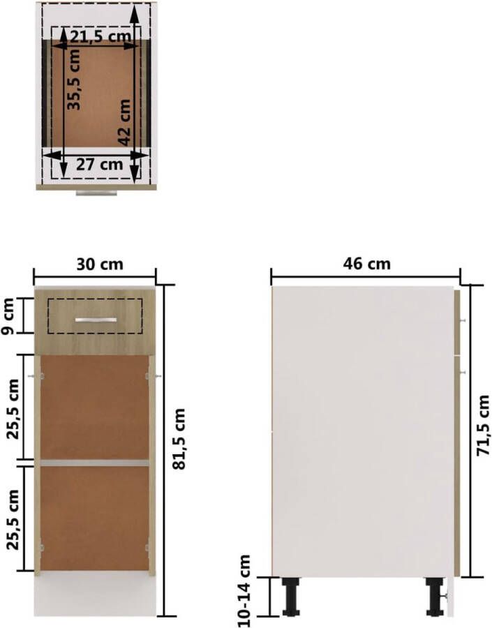 VidaXL -Onderkast-met-lade-30x46x81 5-cm-spaanplaat-sonoma-eikenkleurig - Foto 2