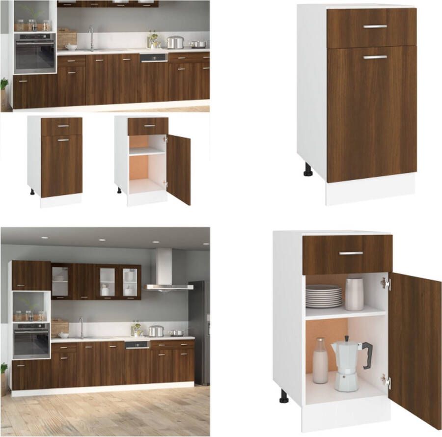 VidaXL Onderkast met lade 40x46x81 5 cm bewerkt hout bruin eikenkleur Ladekast Ladekasten Onderkast Onderladekast - Foto 2