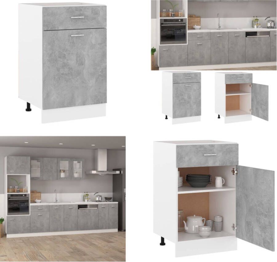 VidaXL Onderkast met lade Lyon 50x46x81 5 cm bewerkt hout betongrijs Ladekast Ladekasten Onderkast Onderkasten - Foto 2