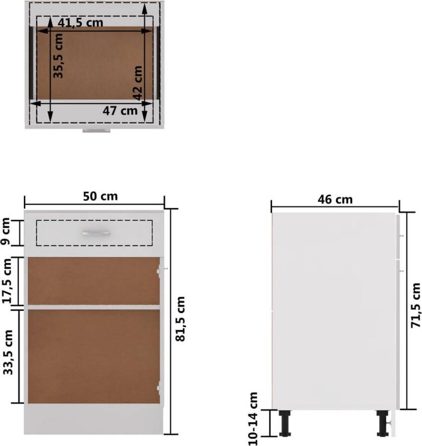 VidaXL Onderkast met lade Lyon 50x46x81 5 cm bewerkt hout wit - Foto 3