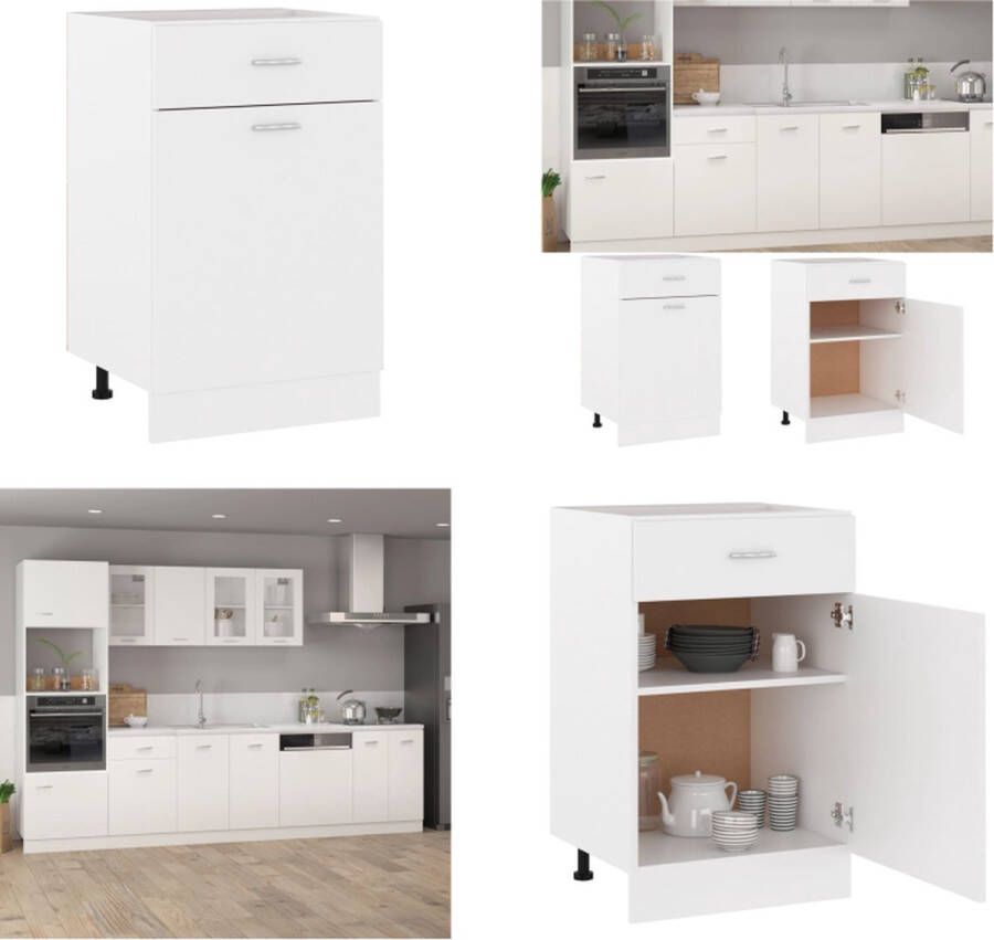 VidaXL Onderkast met lade Lyon 50x46x81 5 cm bewerkt hout wit Ladekast Ladekasten Onderkast Onderkasten