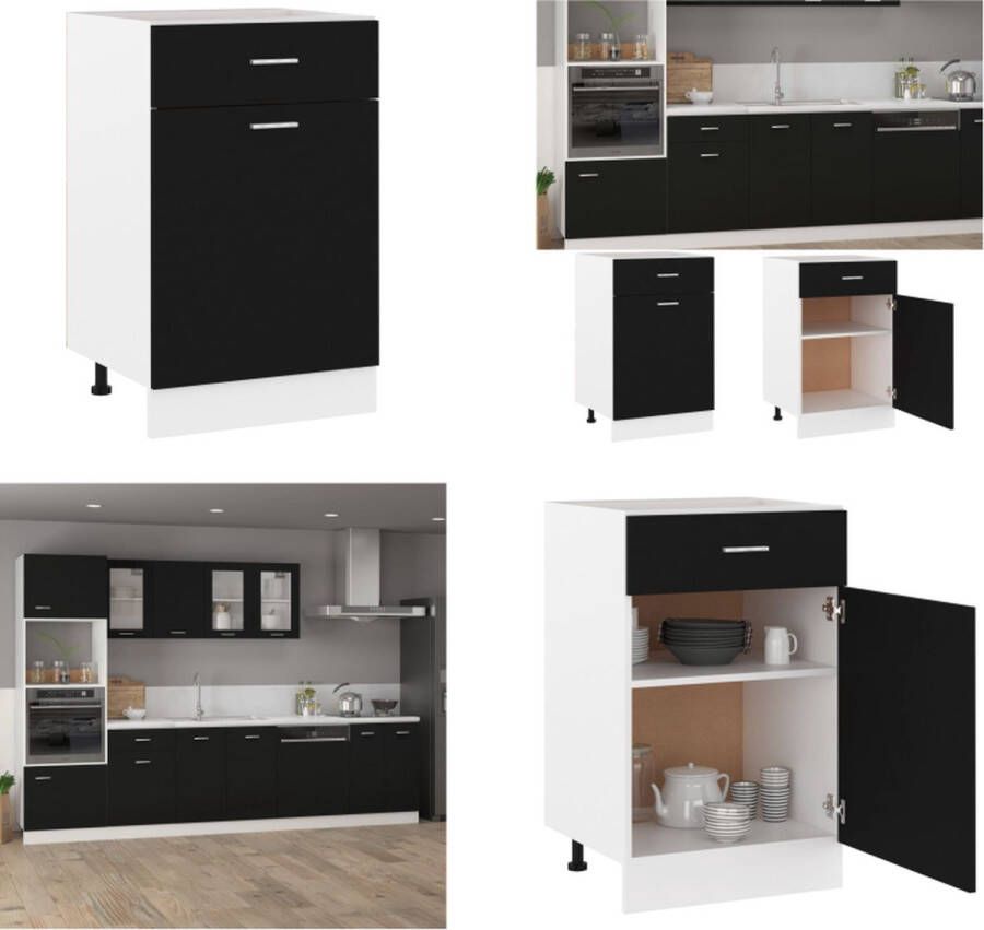 VidaXL Onderkast met lade Lyon 50x46x81 5 cm bewerkt hout zwart Ladekast Ladekasten Onderkast Onderkasten