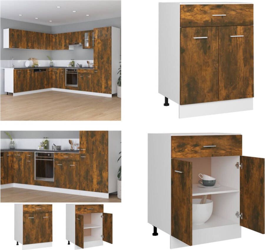 VidaXL Onderkast met lade Lyon 60x46x81 5cm bewerkt hout gerookt eiken Ladekast Ladekasten Onderkast Onderladekast