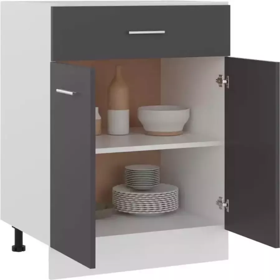 VidaXL -Onderkast-met-lade-60x46x81 5-cm-bewerkt-hout-grijs - Foto 2