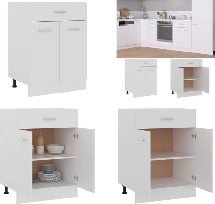 VidaXL Onderkast met lade Lyon 60x46x81 5 cm bewerkt hout wit Ladekast Ladekasten Onderkast Onderkasten - Foto 2