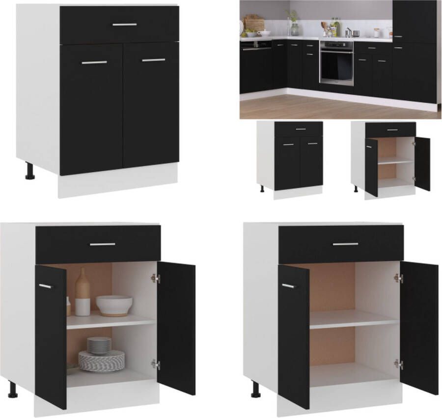 VidaXL Onderkast met lade Lyon 60x46x81 5 cm bewerkt hout zwart Ladekast Ladekasten Onderkast Onderkasten - Foto 2