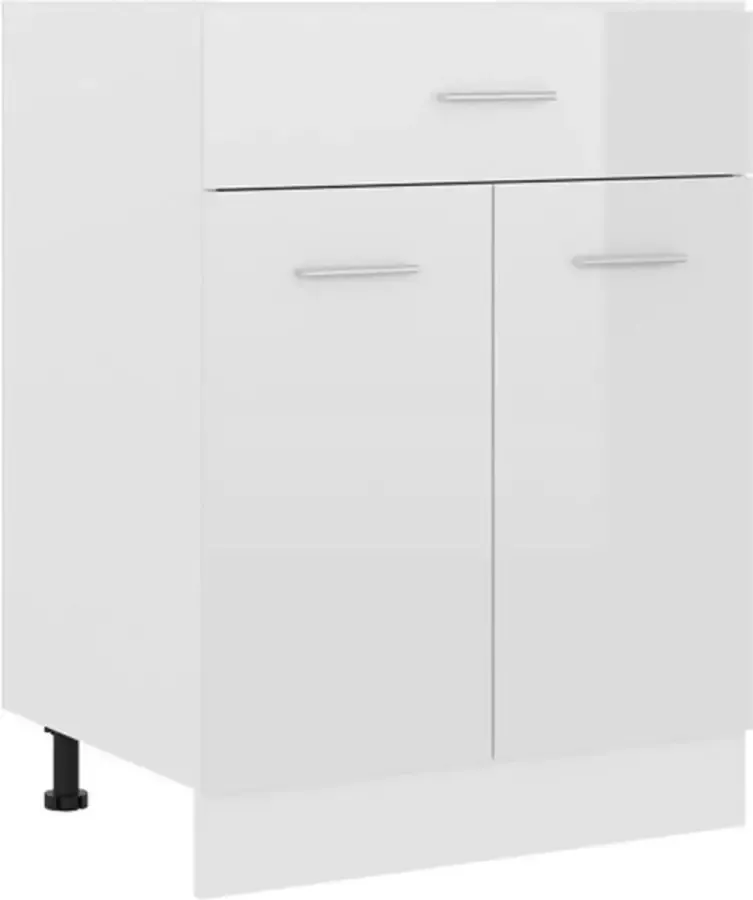 VidaXL Onderkast met lade Lyon 60x46x81 5cm bewerkt hout hoogglans wit - Foto 4