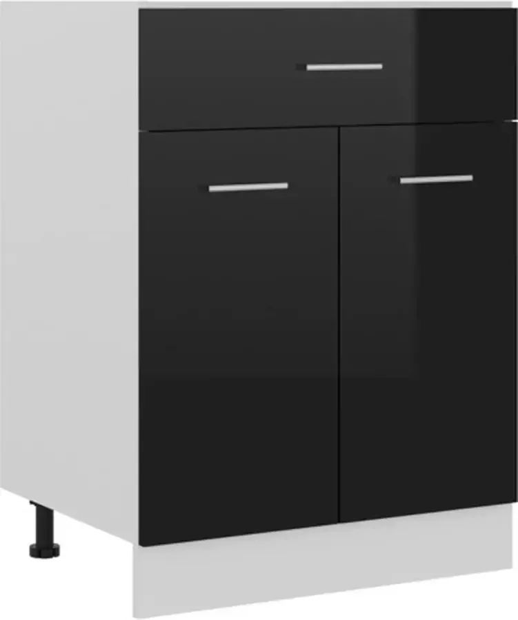 VidaXL Onderkast met lade 60x46x81 5 cm bewerkt hout hoogglans zwart - Foto 1