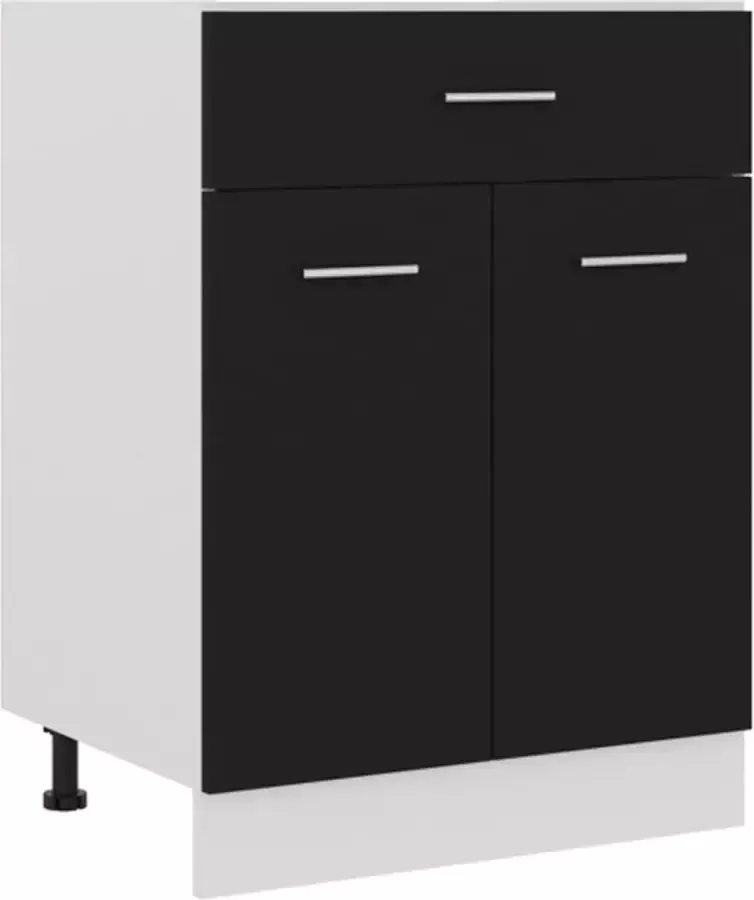 VidaXL Onderkast met lade Lyon 60x46x81 5 cm bewerkt hout zwart - Foto 3