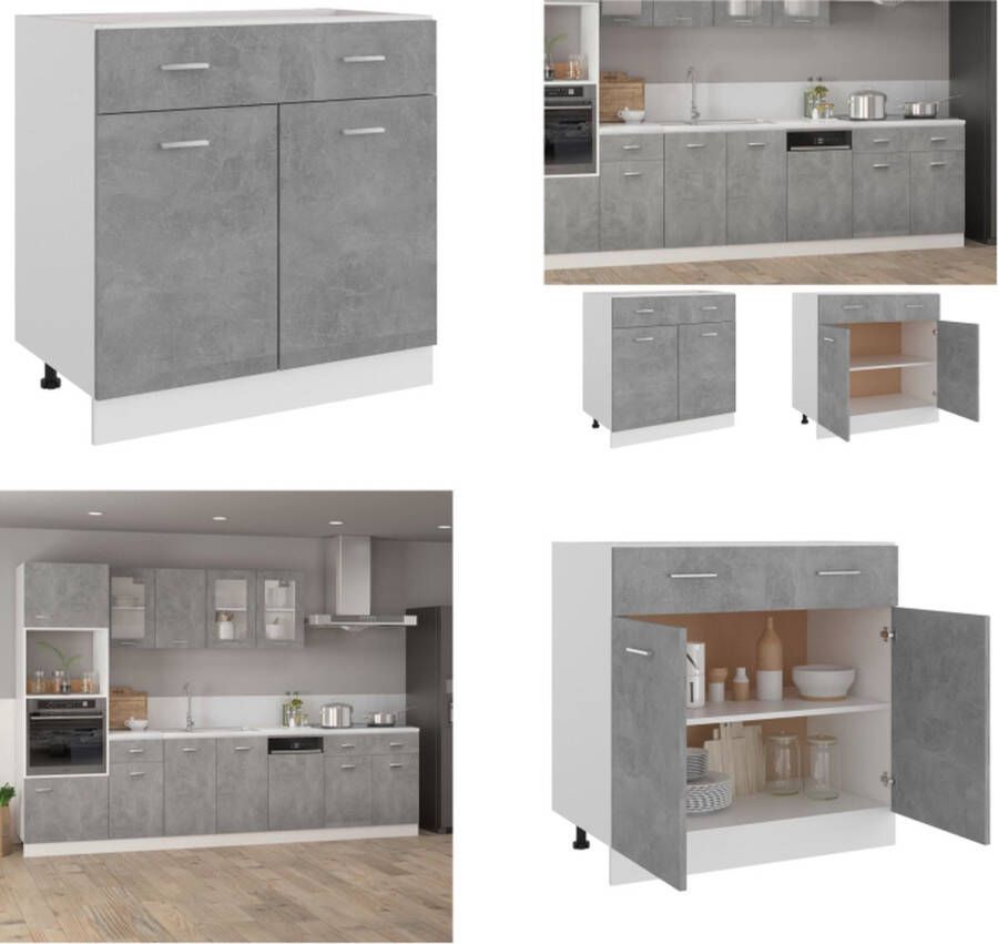 VidaXL Onderkast met lade 80x46x81 5 cm bewerkt hout betongrijs Ladekast Ladekasten Onderkast Onderkasten - Foto 2
