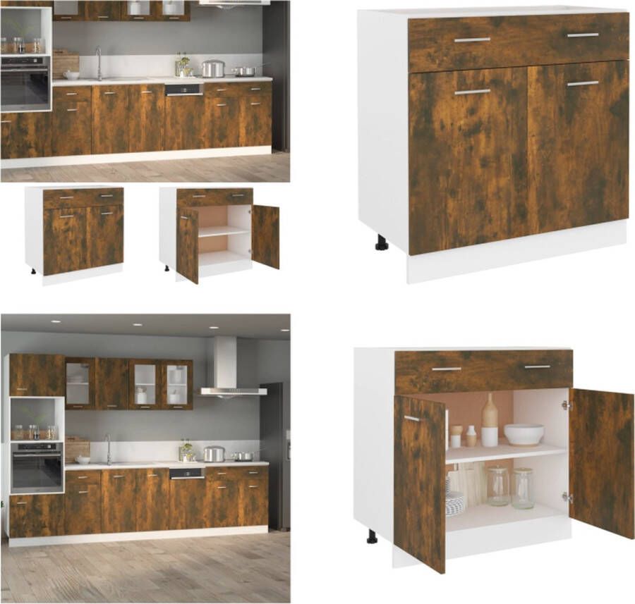 VidaXL Onderkast met lade Lyon 80x46x81 5cm bewerkt hout gerookt eiken Ladekast Ladekasten Onderkast Onderladekast