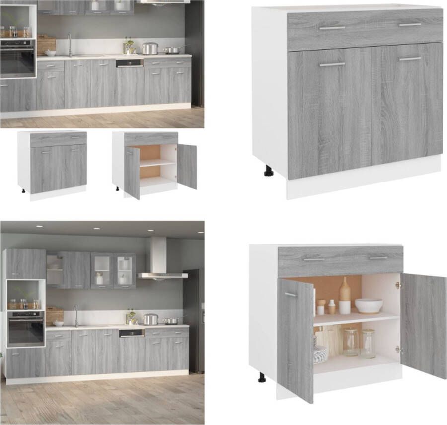 VidaXL Onderkast met lade Lyon 80x46x81 5 cm bewerkt hout grijs sonoma Ladekast Ladekasten Onderkast Onderladekast - Foto 2