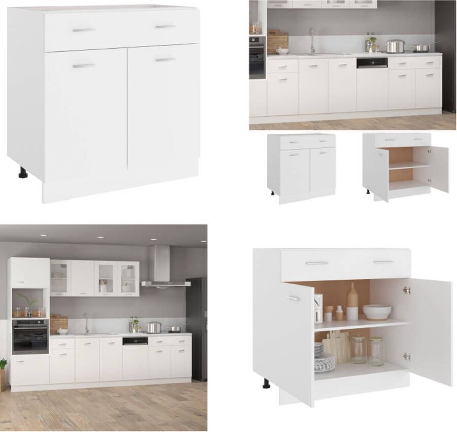 VidaXL Onderkast met lade Lyon 80x46x81 5 cm bewerkt hout wit Ladekast Ladekasten Onderkast Onderkasten - Foto 2