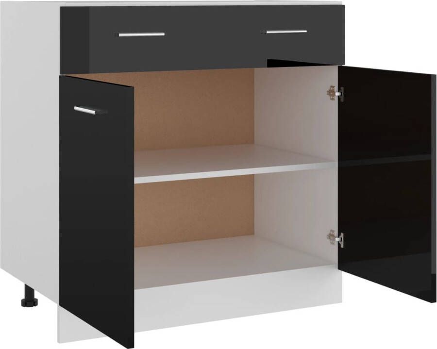 VidaXL -Onderkast-met-lade-80x46x81 5-cm-spaanplaat-hoogglans-zwart