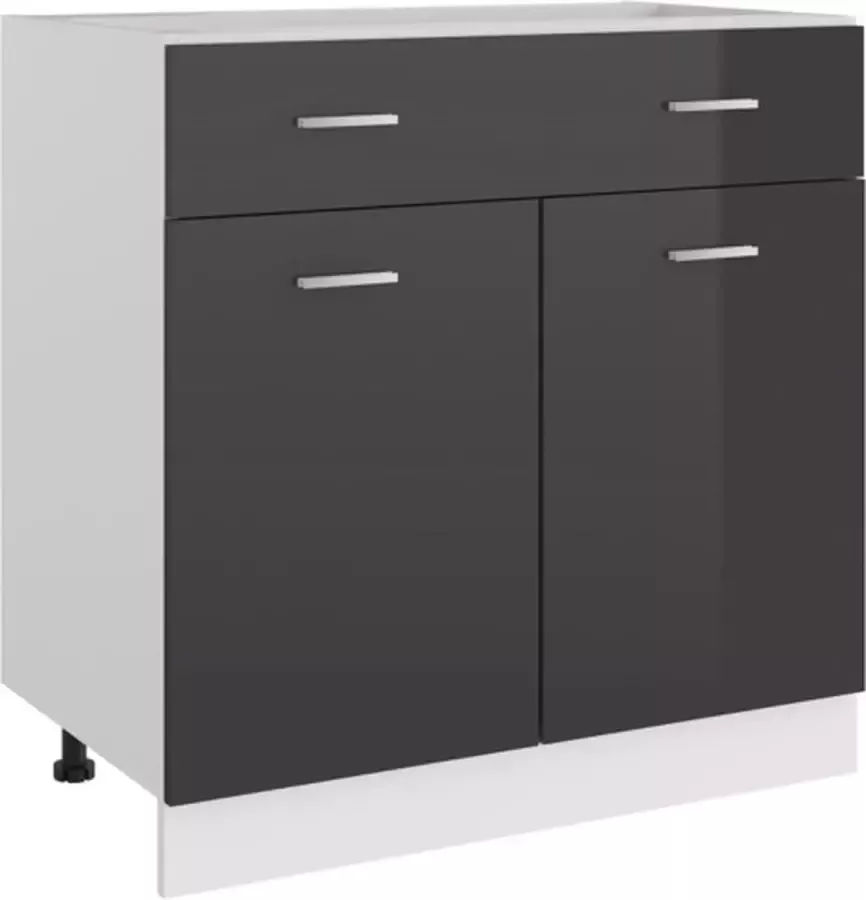 VidaXL Onderkast met lade 80x46x81.5 cm bewerkt hout hoogglans grijs