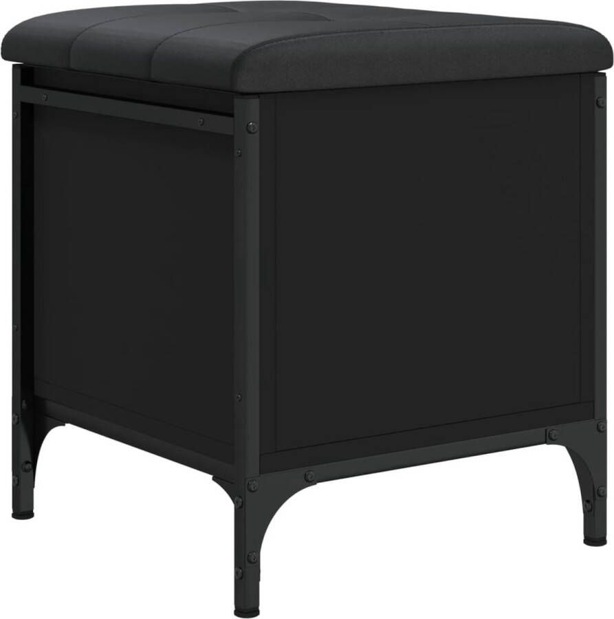 The Living Store Opbergbank Voor in de gang en woonkamer 42 x 42 x 45 cm Zwart 110 kg draagvermogen Dik gevoerd zitkussen - Foto 2