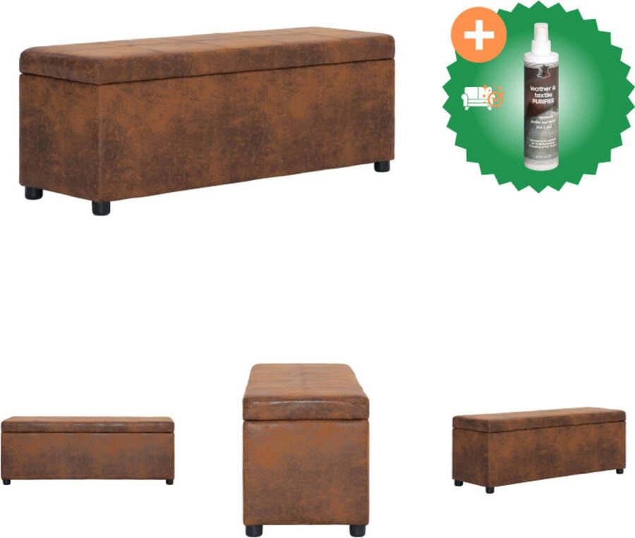 VidaXL Opbergbank Bruin 116 x 38 x 43 cm Kunstsuède bekleding Hocker Inclusief Reiniger