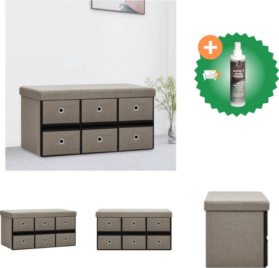 VidaXL Opbergbank Halbank 76 x 38 x 38 cm Kunstlinnen MDF 6 Lades Hocker Inclusief Reiniger
