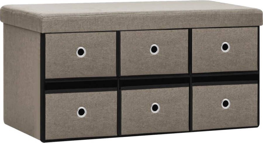 VidaXL Opbergbank Inklapbaar 76x38x38 cm Taupe Opbergbank Halbank Kast Meubilair Stoffen Bank Multifunctioneel Meubel Living Room Furniture Entryway Storage Taupecleur Compact Vouwblad