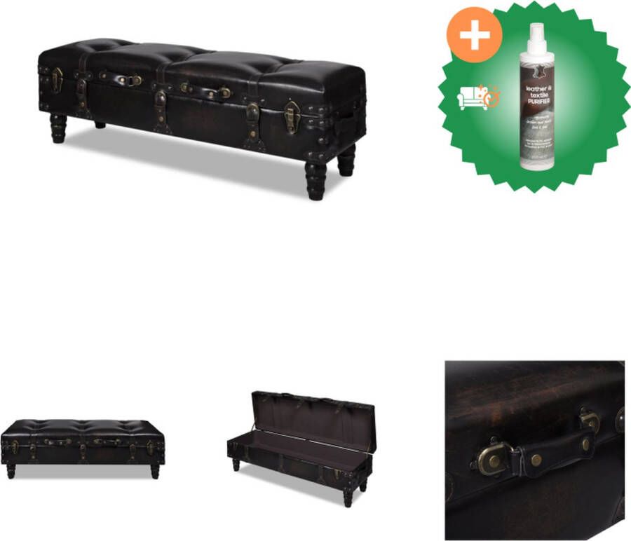 VidaXL Opbergbank MDF 111 x 34 x 37 cm donkerbruin Polyurethaan met opslagruimte Hocker Inclusief Reiniger