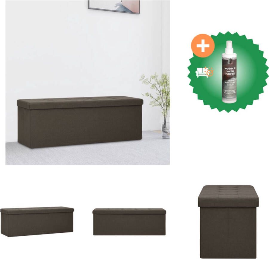 VidaXL Opbergbank MDF Kunstlinnen 110 x 38 x 38 cm Donkerbruin Hocker Inclusief Reiniger