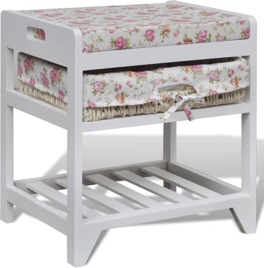 VidaXL Opbergbank Schoenenrek Paulowniahout Wit Opbergbank Houten Bank Bankschikking Compact Meubilair Paulownia Hout Witte Bank Stoere Bank Landelijke Stijl Salontafel Entreemeubelen Vintage Bank Decoratieve Bank - Foto 2