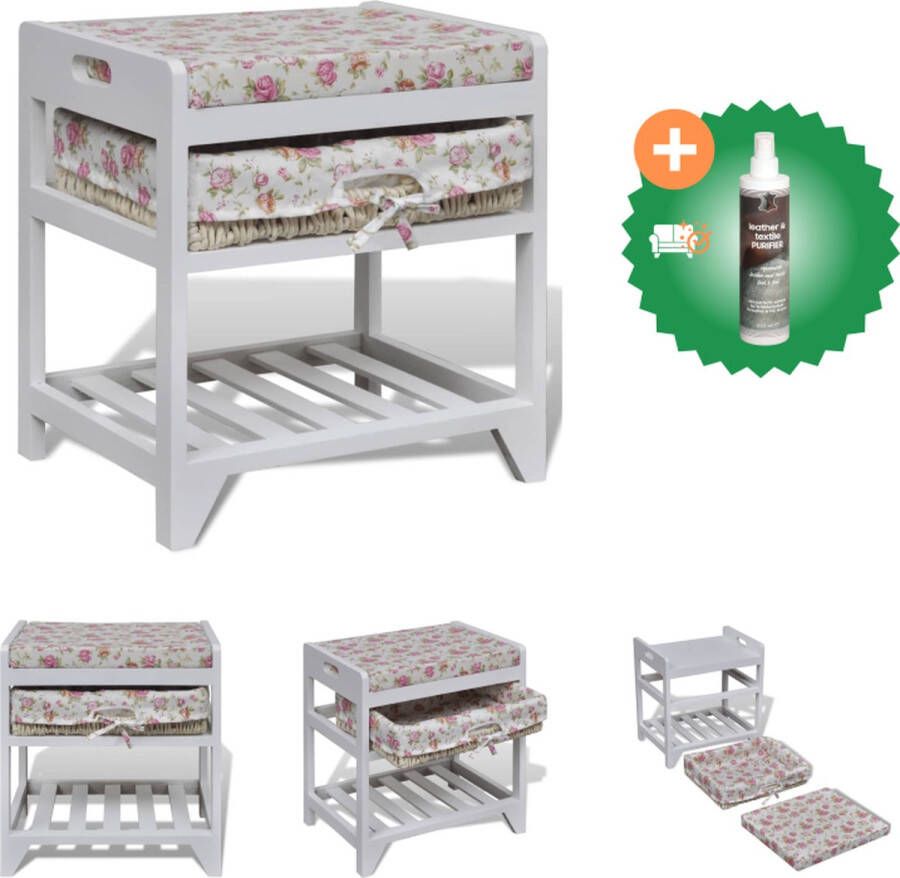 VidaXL Opbergbank met schoenenrek en een opbergmand paulowniahout Hocker Inclusief Reiniger