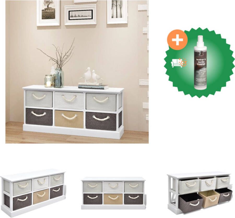 VidaXL Opbergbank Paulowniahout en MDF 95 x 28 x 47 cm 6 lades met touwhandvat Hocker Inclusief Reiniger