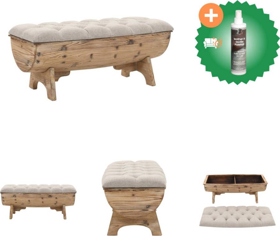 VidaXL Opbergbank Rustieke Charme 103 x 51 x 44 cm Crème Bruin Hocker Inclusief Reiniger