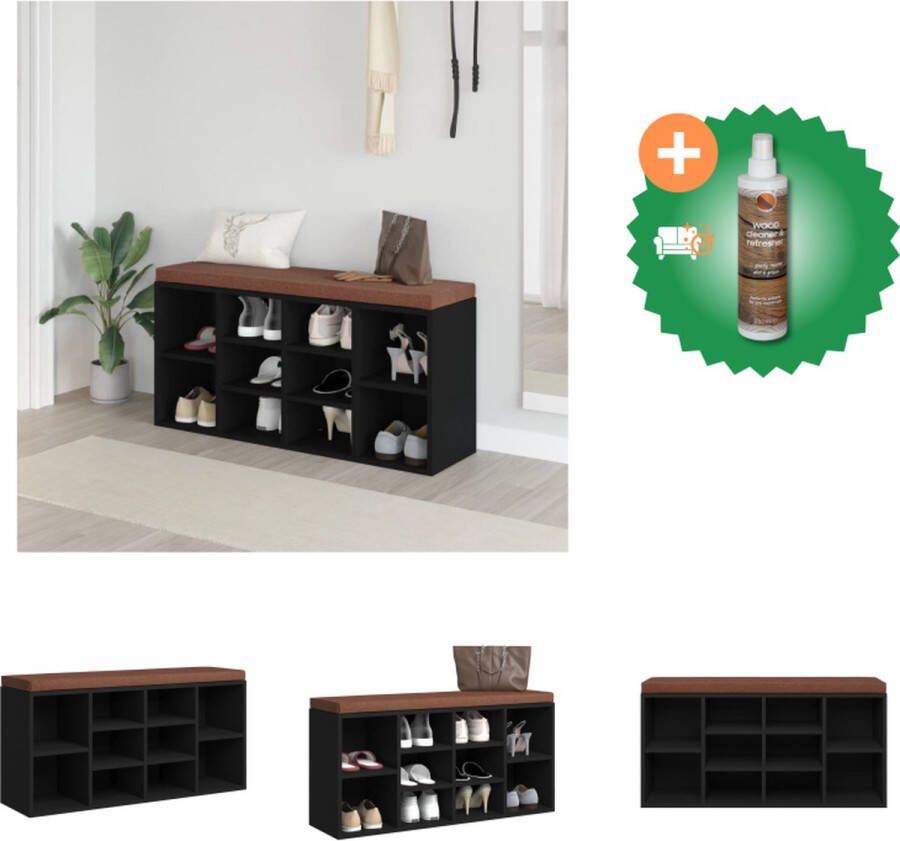 VidaXL Opbergbank Schoenenbank 103 x 30 x 48 cm Zwart Hocker Inclusief Houtreiniger en verfrisser