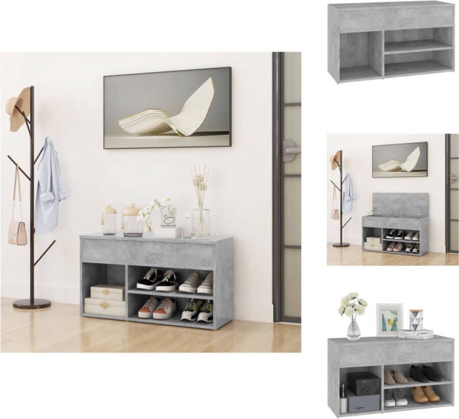 VidaXL Schoenenbank Schoenenbanken Opbergbank Opbergbanken Schoenenbank 80x30x45 cm bewerkt hout betongrijs - Foto 2