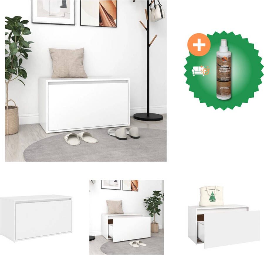 VidaXL Opbergbank Wit 80x40x45 cm Hoogwaardig spaanplaat Hocker Inclusief Houtreiniger en verfrisser