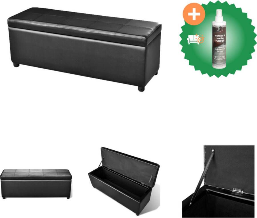 VidaXL Opbergbank Zwart 116 x 39 x 44 cm Inclusief opbergruimte Hocker Inclusief Reiniger