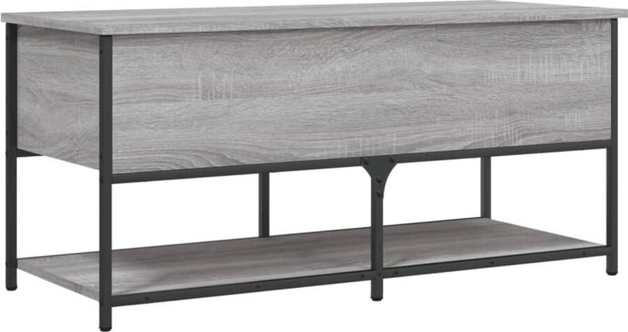 VidaXL Opbergbankje 100x42 5x47 cm bewerkt hout grijs sonoma eiken Opbergbank Opbergmeubilair Grijze Bank Houten Bank Salontafel
