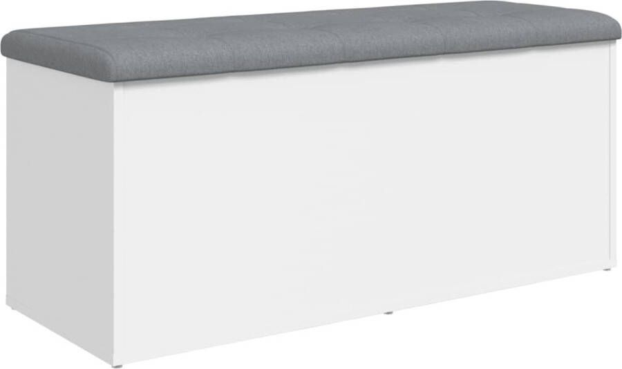 VidaXL -Opbergbankje-102x42x45-cm-bewerkt-hout-wit - Foto 2