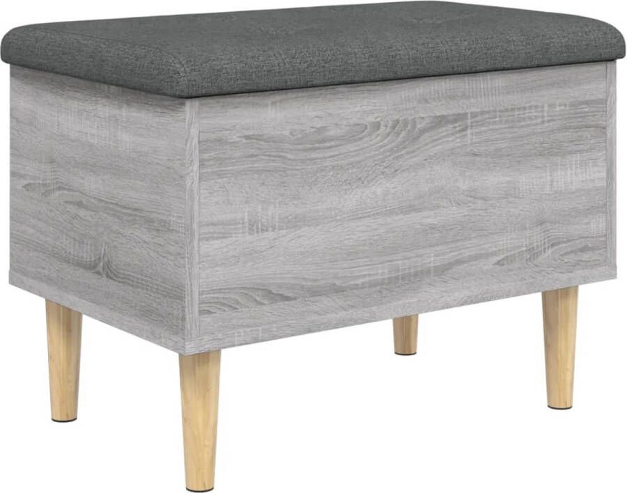 The Living Store Opbergbankje 62x42x46 cm bewerkt hout grijs sonoma eikenkleurig Opbergbank Gangbank Bench Kast Met Zithoogte Meubilair