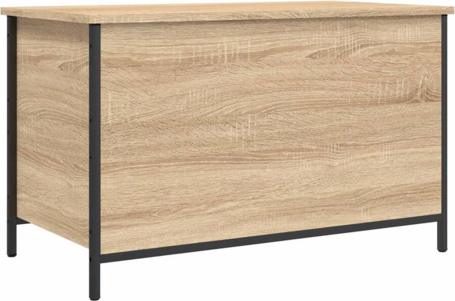 The Living Store Opbergbankje 80x42 5x50 cm bewerkt hout sonoma eikenkleurig Opbergbank Houten Bank Bruine Bank Gangbank Entreebank