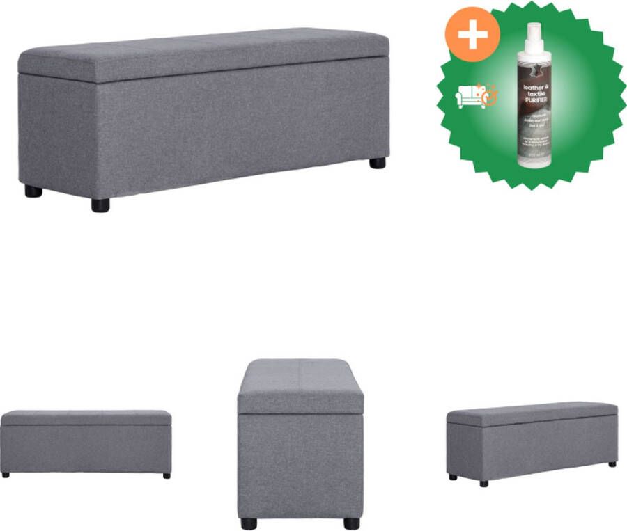 VidaXL Opbergbankje Opbergbank 116 x 38 x 43 cm Lichtgrijs Polyester bekleding Hocker Inclusief Reiniger