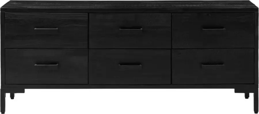 VidaXL Opbergbankjeje 110x30x45 cm gerecycled massief grenenhout zwart - Foto 3
