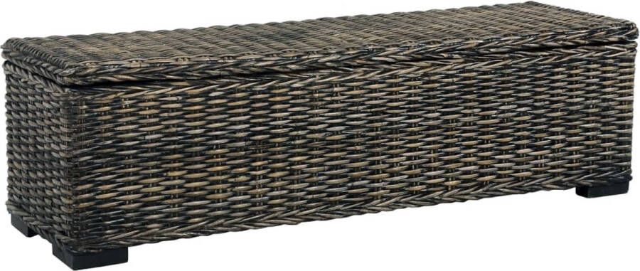 VidaXL -Opbergbox-120-cm-kubu-rattan-en-massief-mangohout-zwart