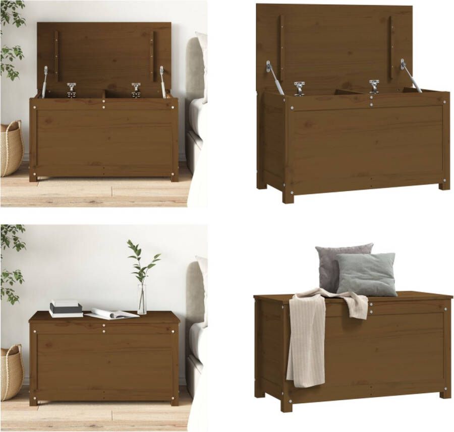 VidaXL Opbergbox honingbruin 80x40x45-5 cm massief grenenhout Opbergbox Opbergboxen Gereedschapskist Opbergkist - Foto 2