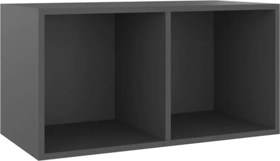 VidaXL Opbergbox voor LP&apos;s 71x34x36 cm spaanplaat grijs - Foto 2