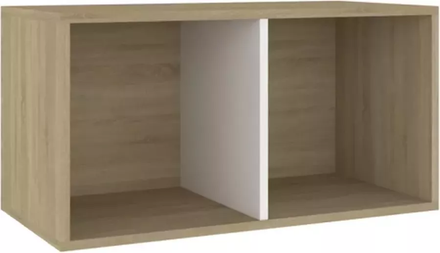 VidaXL Opbergbox Voor Lp&apos;s 71x34x36 Cm Bewerkt Hout Wit Sonoma Eiken - Foto 2