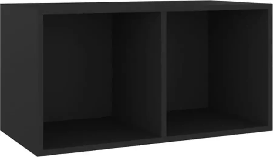 VidaXL Opbergbox voor LP&apos;s 71x34x36 cm bewerkt hout zwart - Foto 3